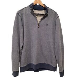 Southern Tide Blue Textured 1/4 Quarter Zip Pullover Sweater Size Medium